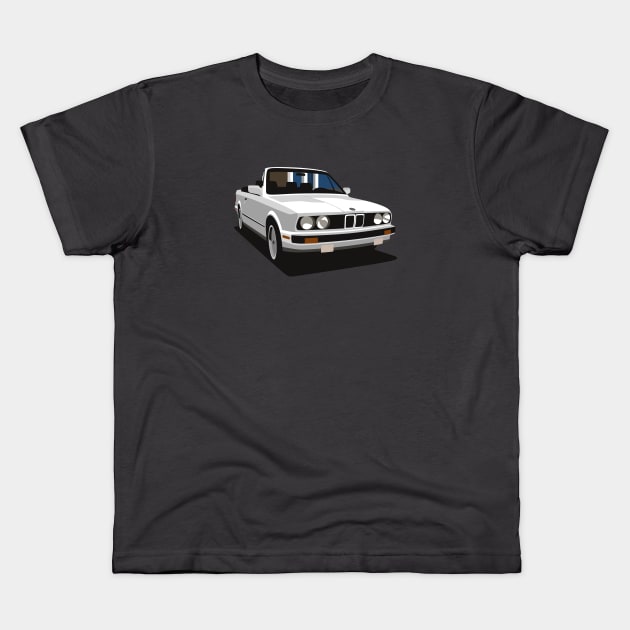 BMW E30 Convertible Kids T-Shirt by TheArchitectsGarage